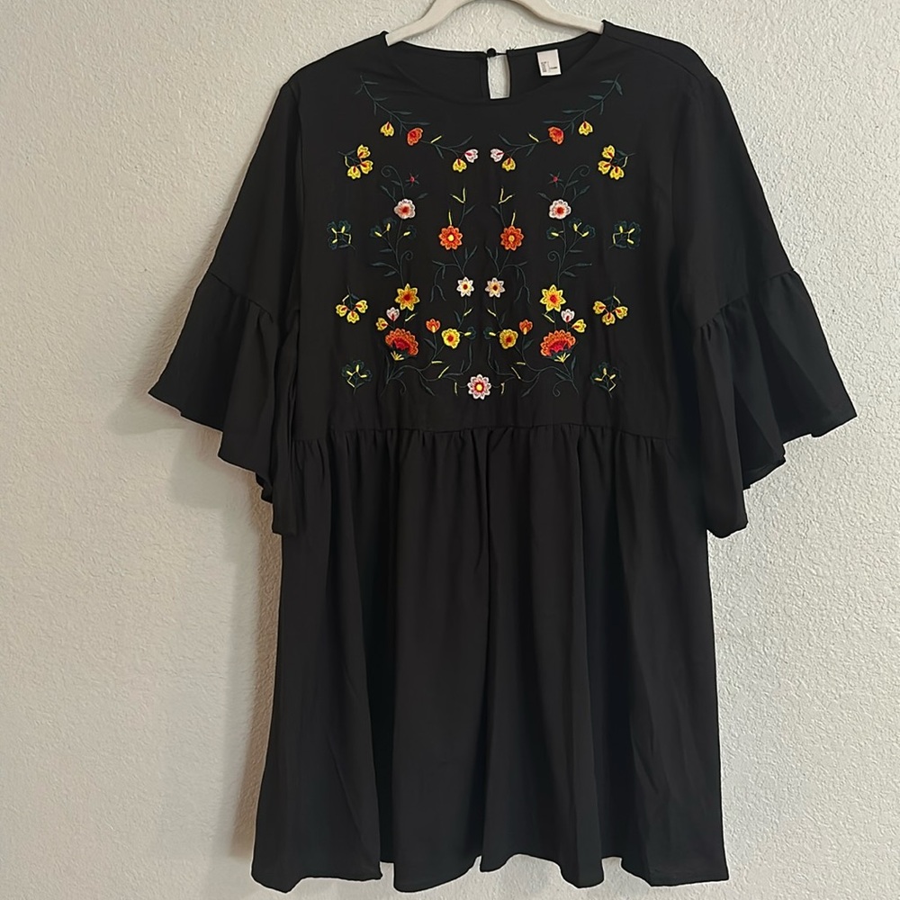 ASOS mini flutter sleeve embroidered dress